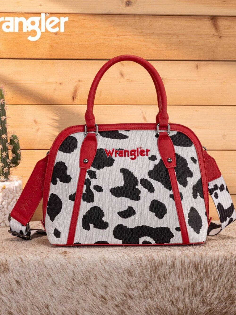 Wrangler Cow Print Satchel/Crossbody Wallet Set Red - Picture 6 of 8